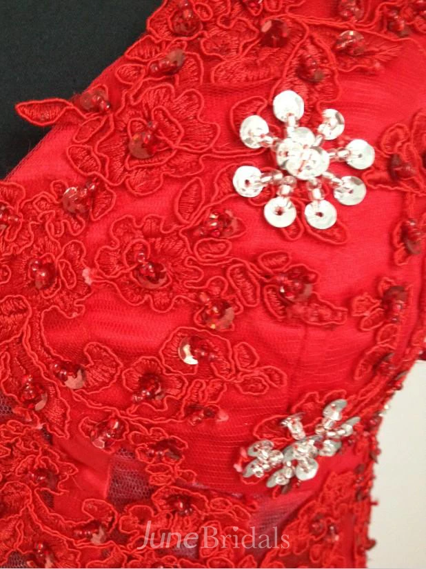 Custom Made New Sexy Strapless Lace Chiffon Sheath With Jacket