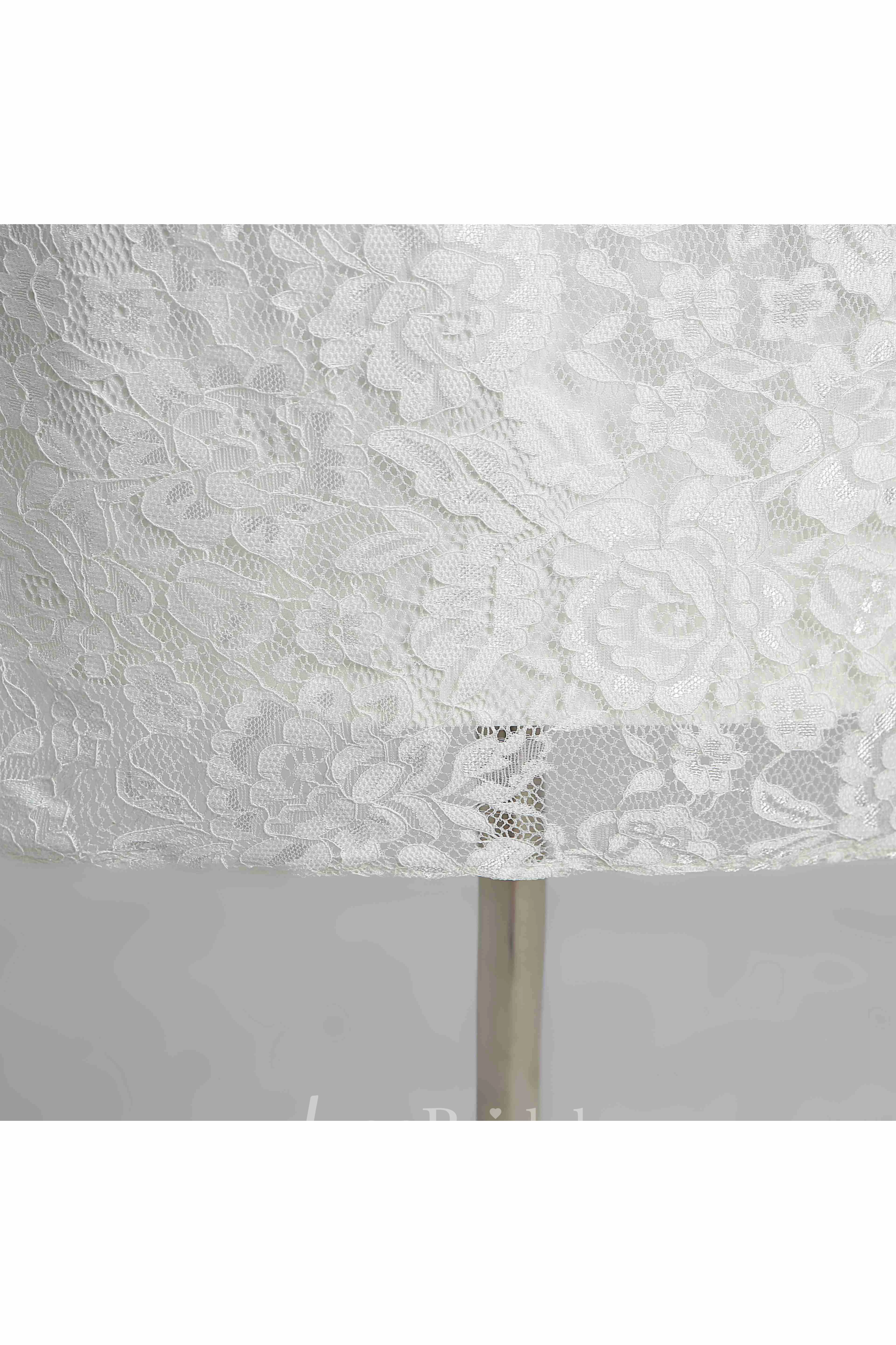 Knee-length A-line V-neck Illusion 3/4 Length Sleeve Illusion Lace Weeding Dress