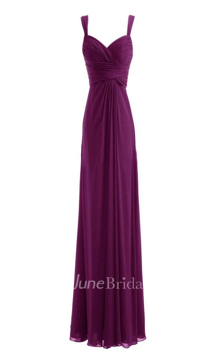 Spaghetti Straps Long Chiffon Dress With Basque Waist
