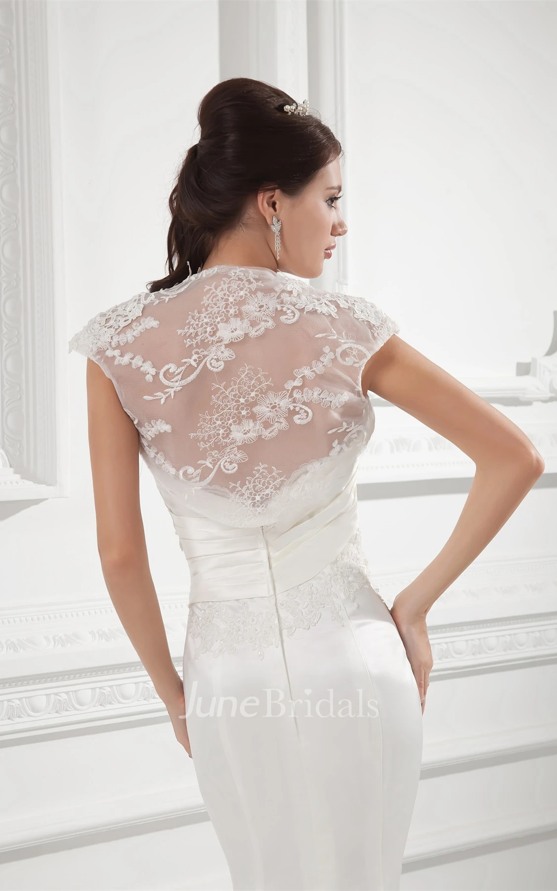 lace mermaid sweetheart dress with brush train and low-v back