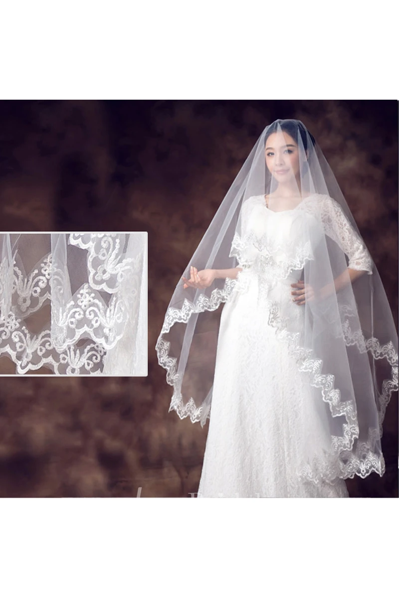 Soft Tulle Wedding Veil with Lace Edge