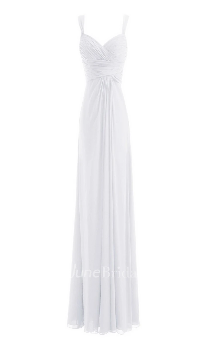 Sleeveless Empire Chiffon Dress With Criss-cross Ruching