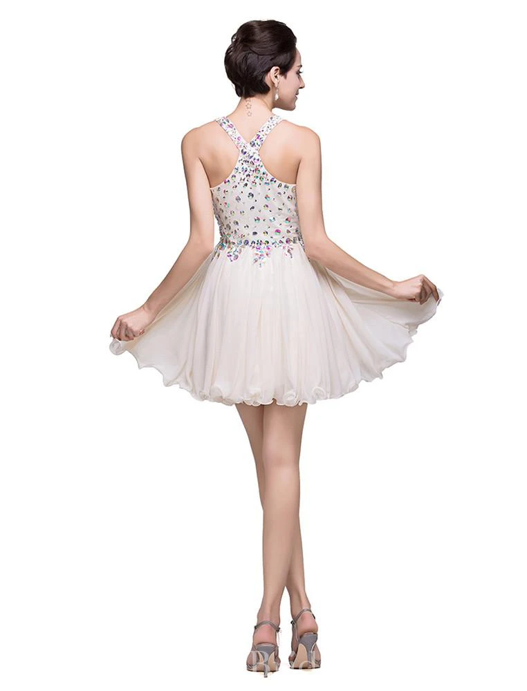 Lovely Crystal Sleeveless Homecoming Dress Short