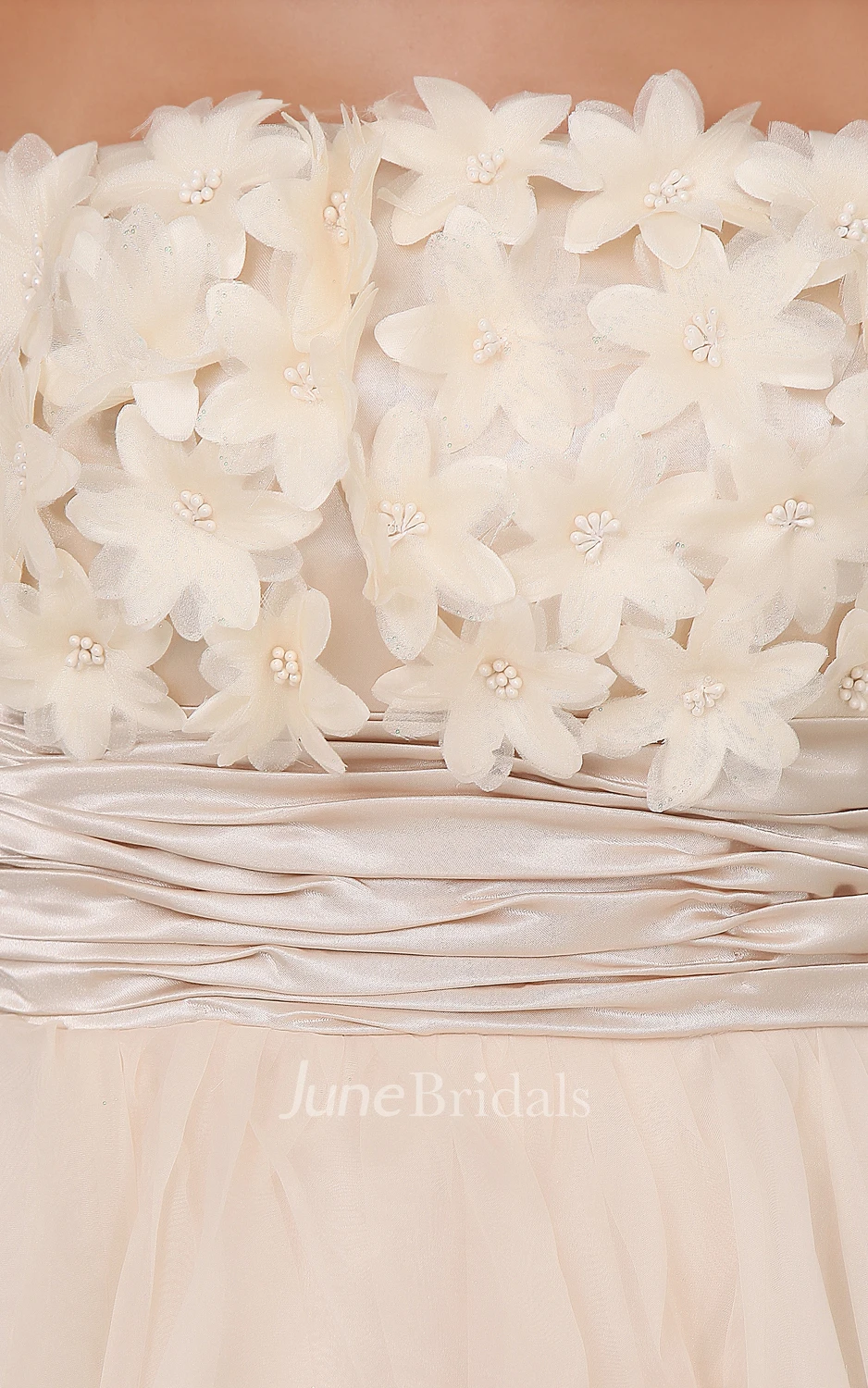 Chic Champagne A-Line Style Dress With Flowers