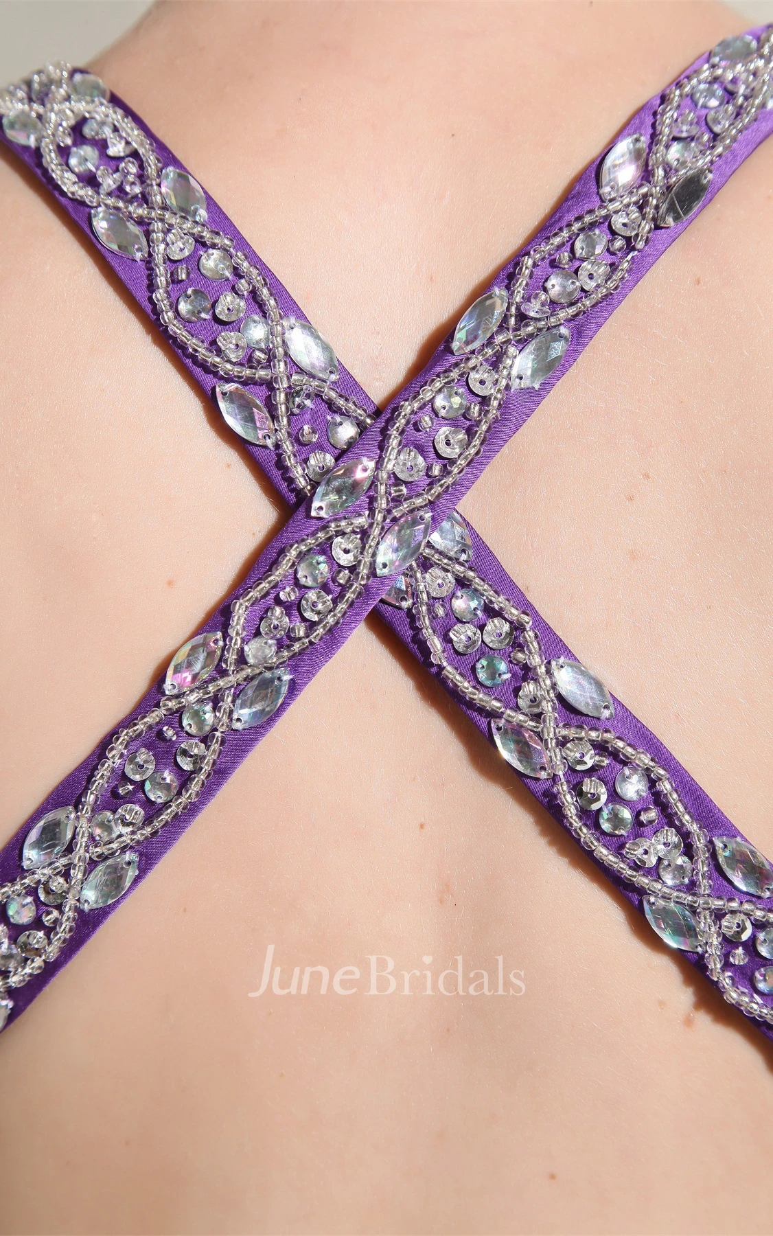 Plunged A-Line Floor-Length Dress with Keyhole and Beaded Halter