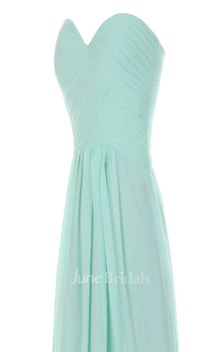 Sweetheart Asymmetrical Ruched Long Pleated Chiffon Dress