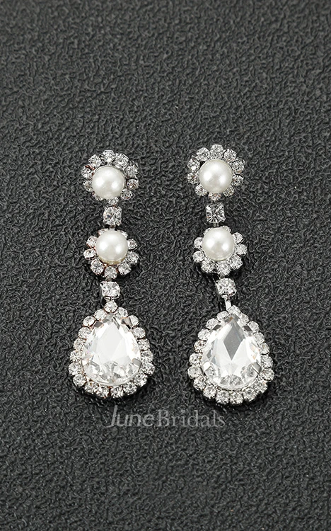 Unique Flower Shaped Rhinestone Necklace and Earrings Jewelry Set