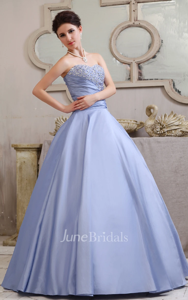Fabulous A-Line Strapless Romantic Ball Gown With Crystal Detailing