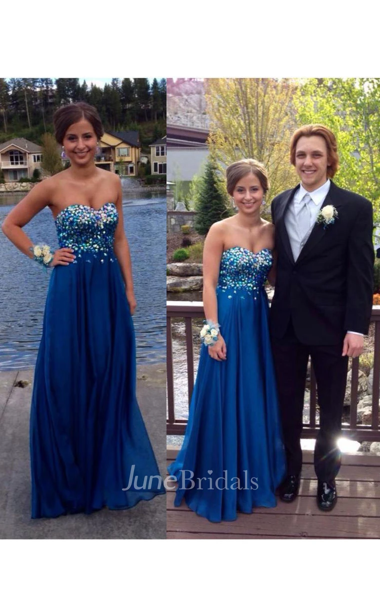 Sweetheart Chiffon Floor-length Dress with Sequins