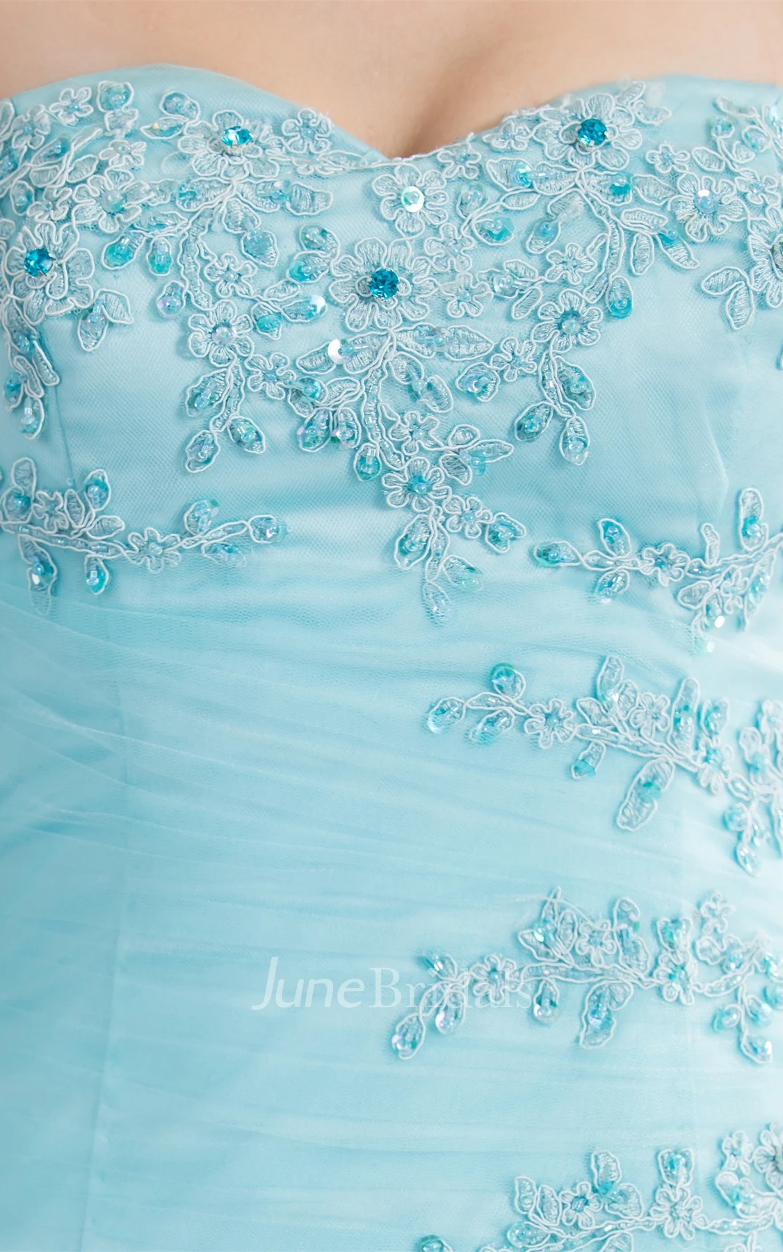 Strapless Tulle A-Line Ball Gown with Beading and Corset Back