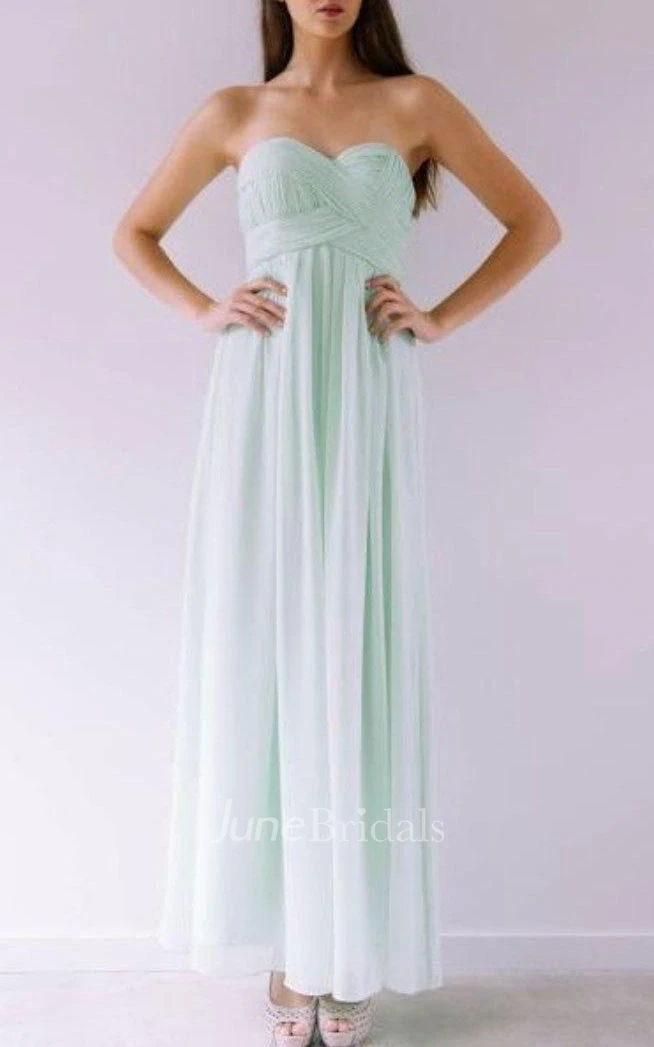Sweetheart Ankle-Length Criss Cross Chiffon Dress