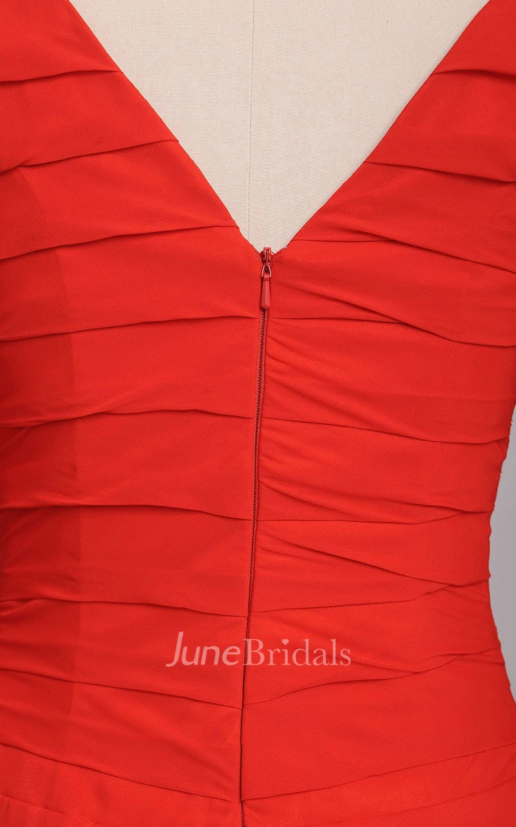 Bateau A-line Chiffon Floor-length Dress With Half Sleeves