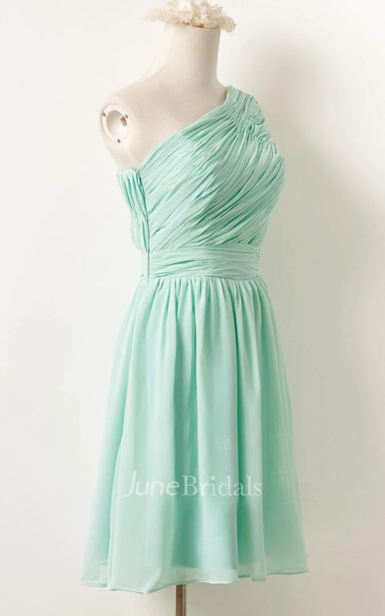 Short One-shoulder Chiffon Dress