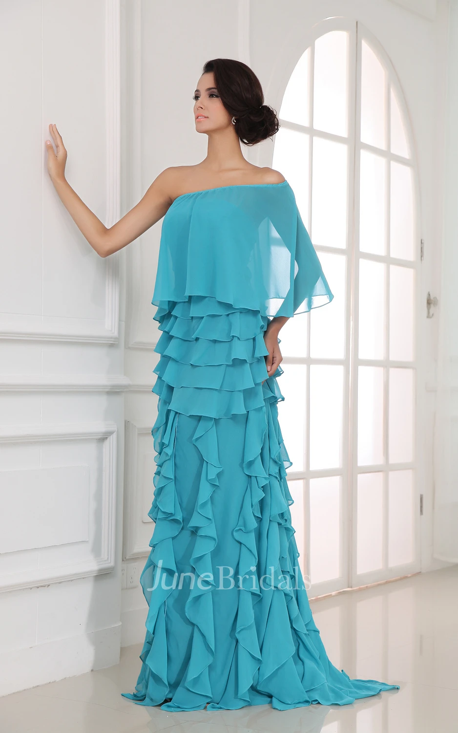 Magnificent Long Tiered Unique Sexy Chiffon Pleated Dress