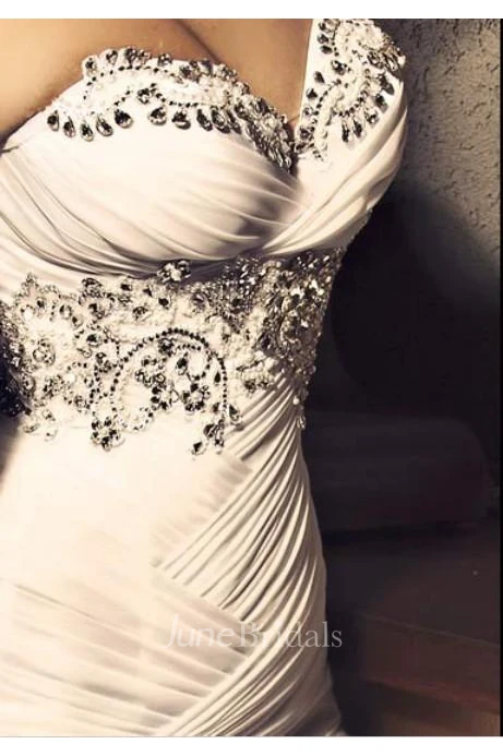 New Sexy Sweetheart Wedding Dresses Organza Mermaid Bling Evening Gowns