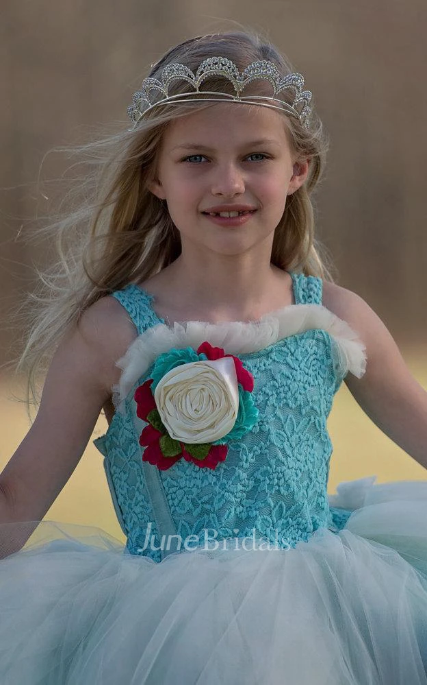 Classic Elegance Fully Lined Tulle Dress With Flower