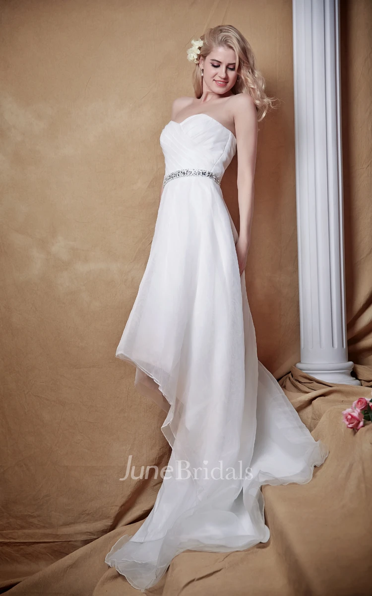 Short Strapless Empire Waist Wedding Dress