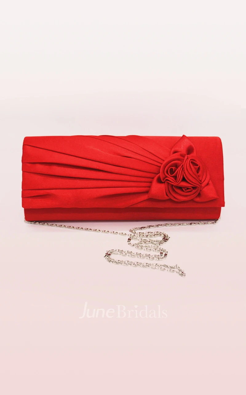 Satin Handbag with Flower