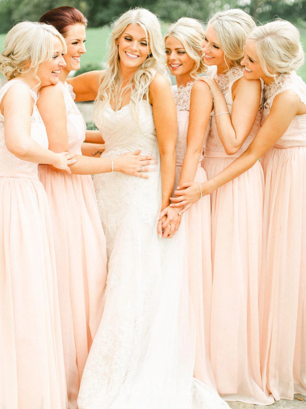 Modern Illusion Chiffon Bridesmaid Dress Lace Floor-length Zipper