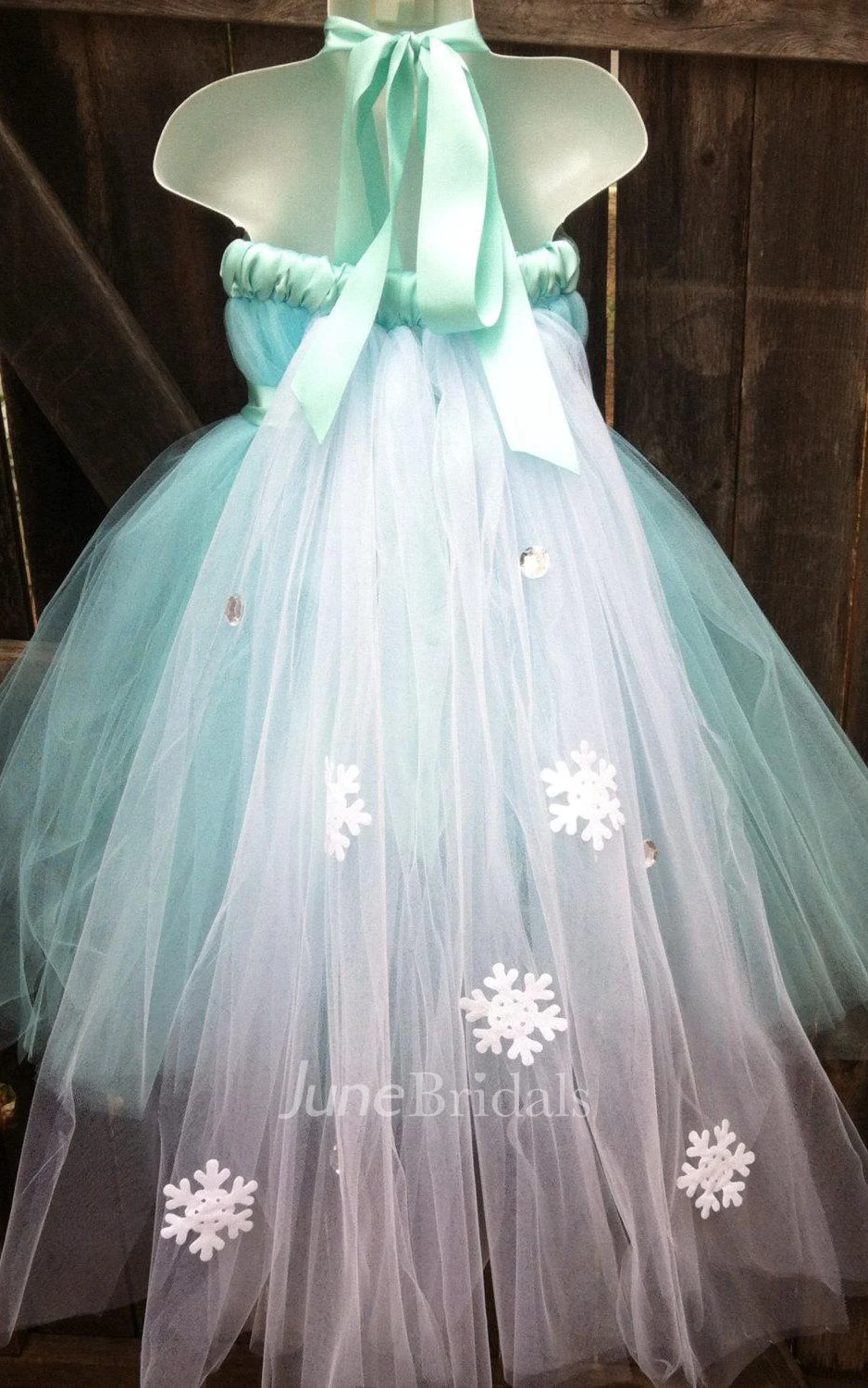 Halter Neck Tulle&Satin Dress With Sash Ribbon