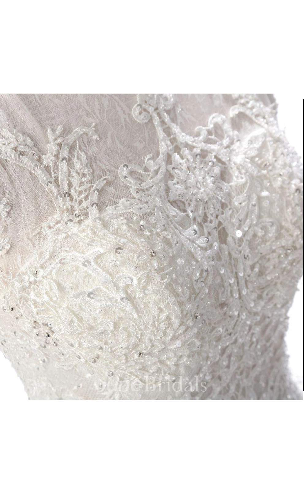 Lace Weddig Dress With Beading Lace-Up Back