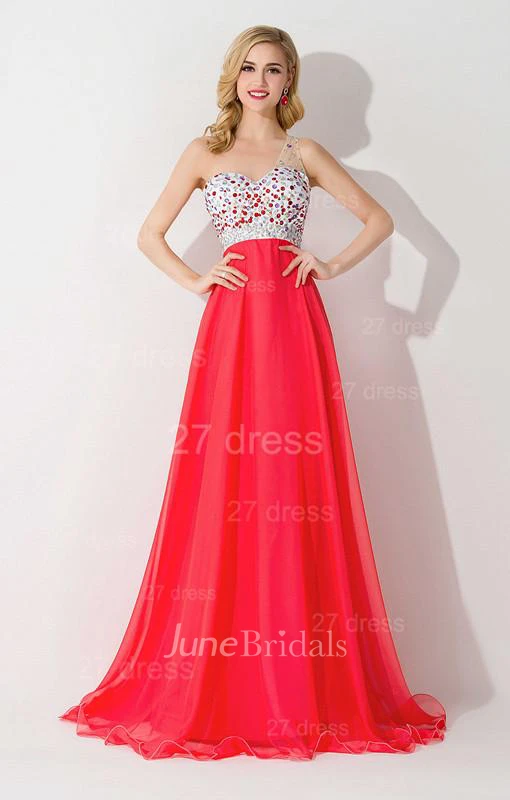 Sexy One Shoulder Crystal Prom Dress Floor Length