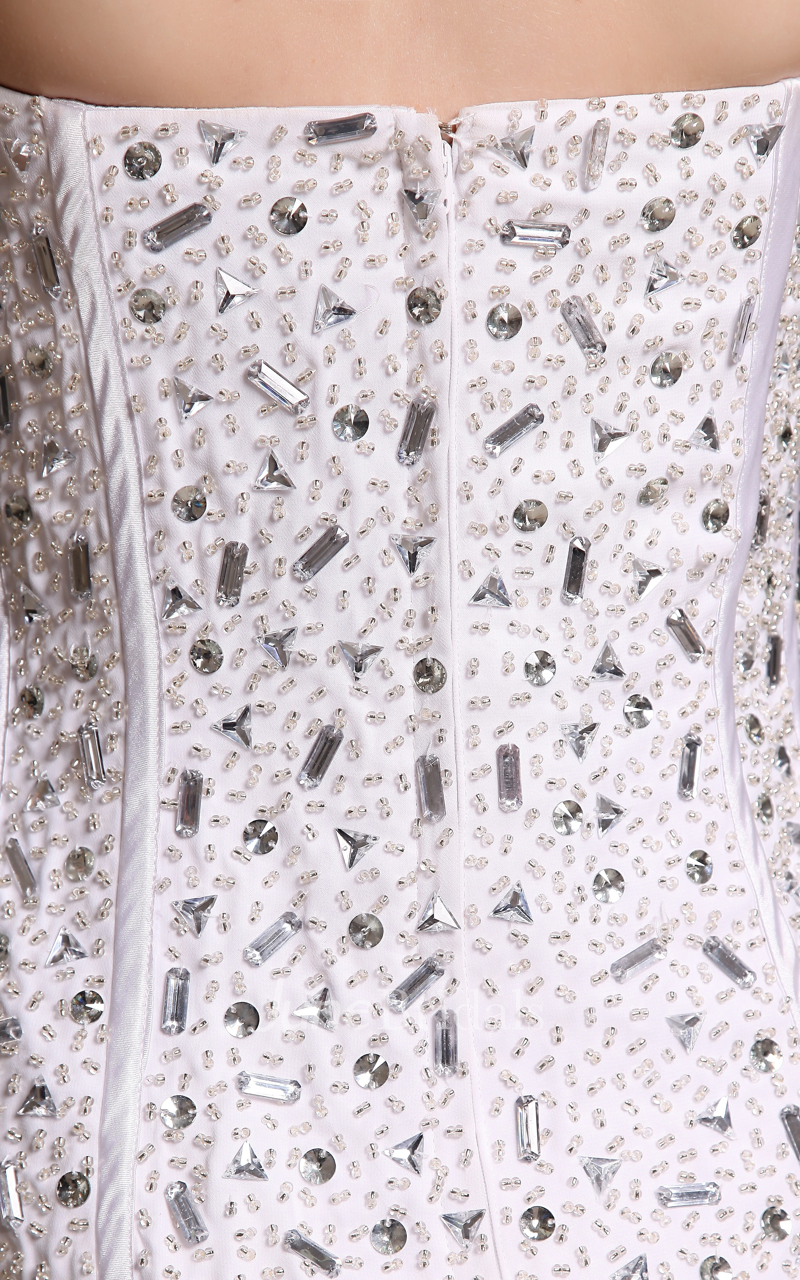 Strapless Chiffon Floor-Length Sheath Dress With Beading