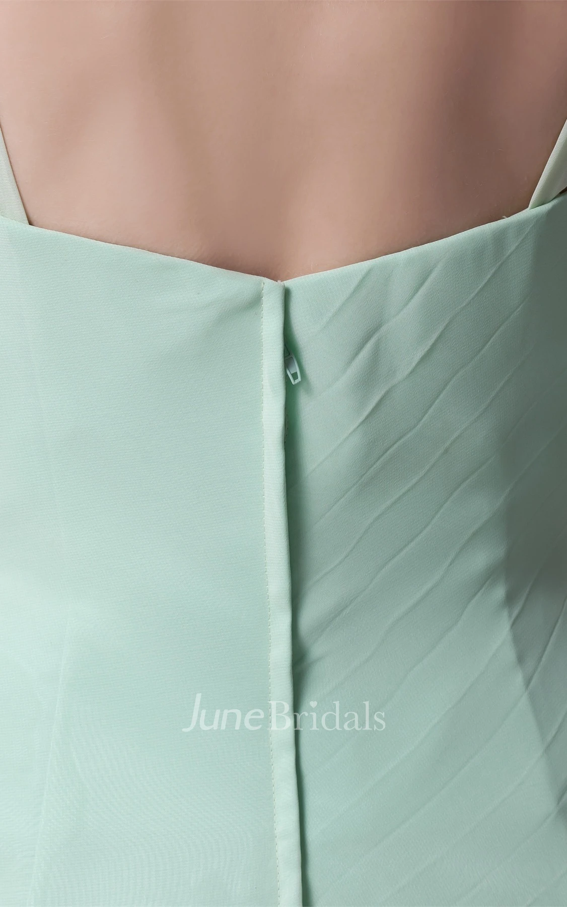 Spaghetti-Strap Plunged Chiffon Long Dress with Beading and Layers