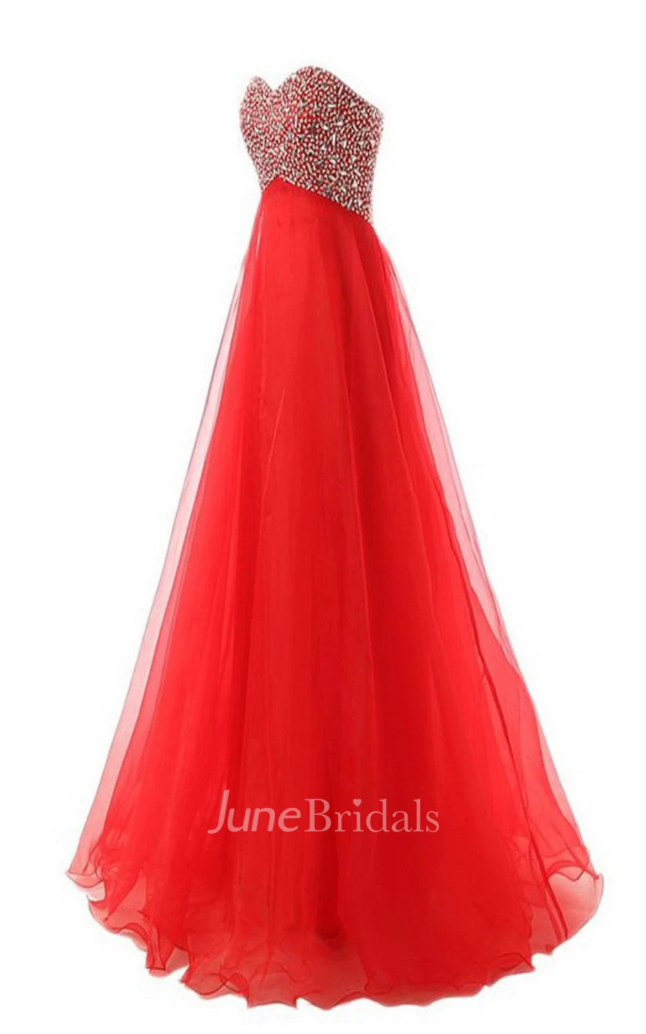 Sweetheart Crystal Stone Long Layered Tulle Dress
