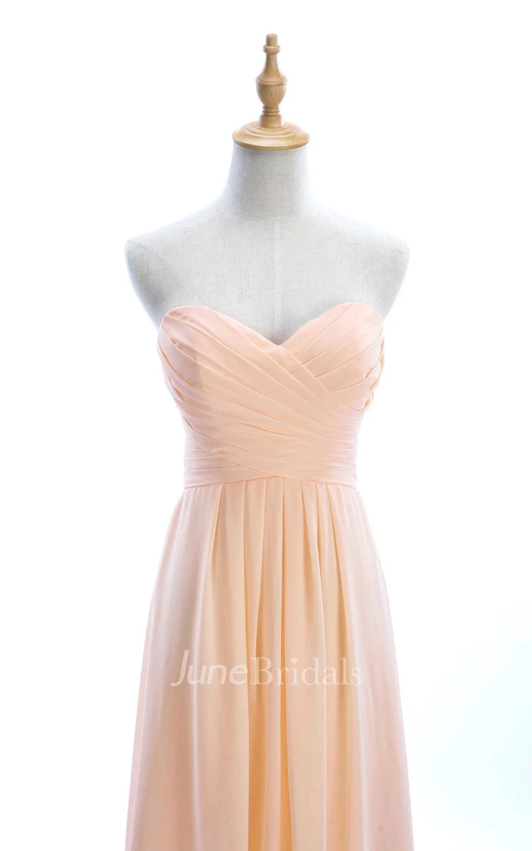 Sweetheart Criss-cross Chiffon A-line Dress With Lace-up Back