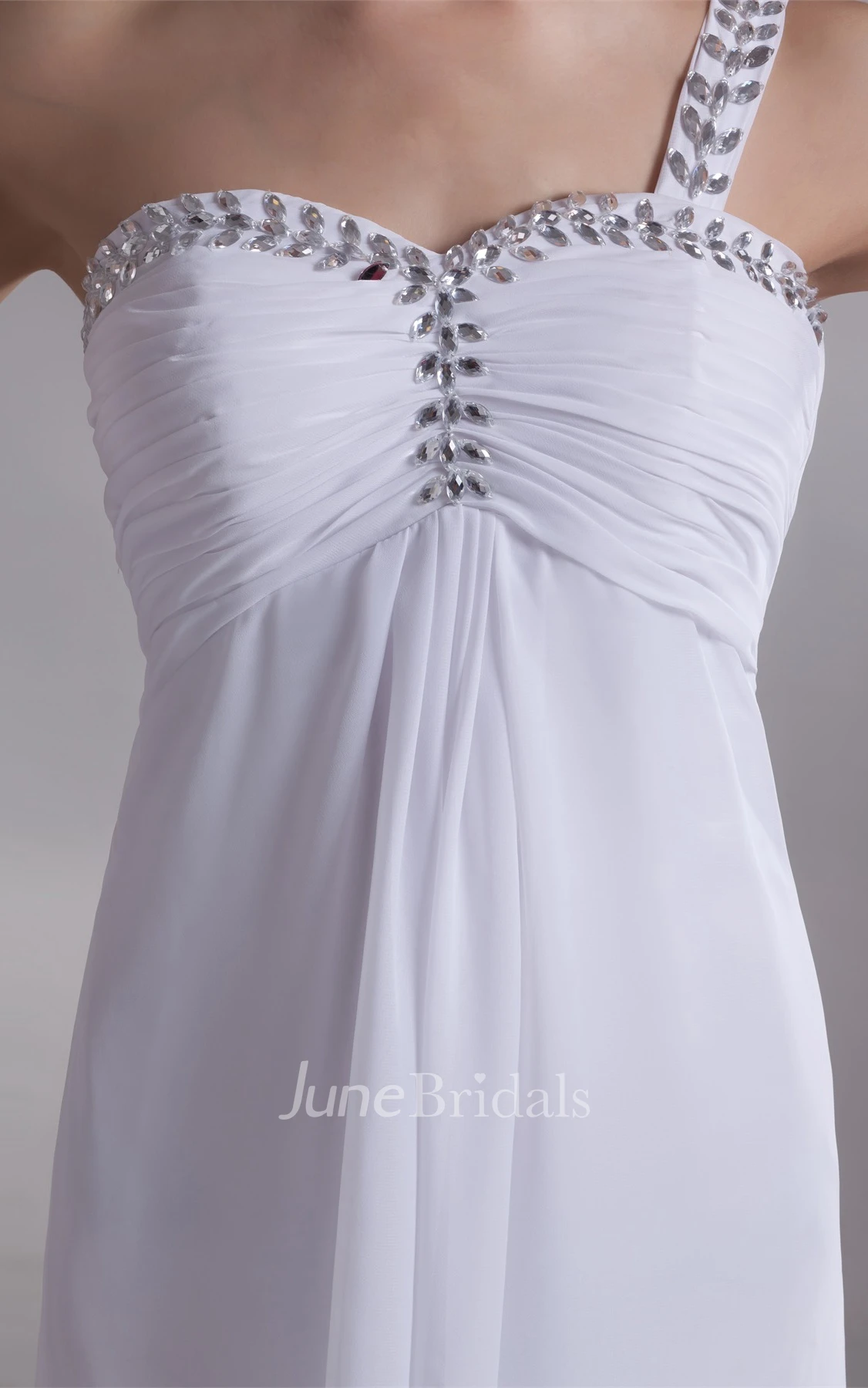 Strapped Ankle-Length Chiffon Dress with Beading