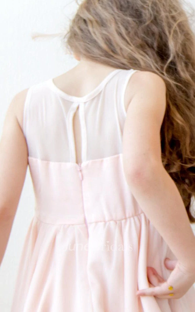 Strapped Tulle Dress With Scoop Neck and Pleats