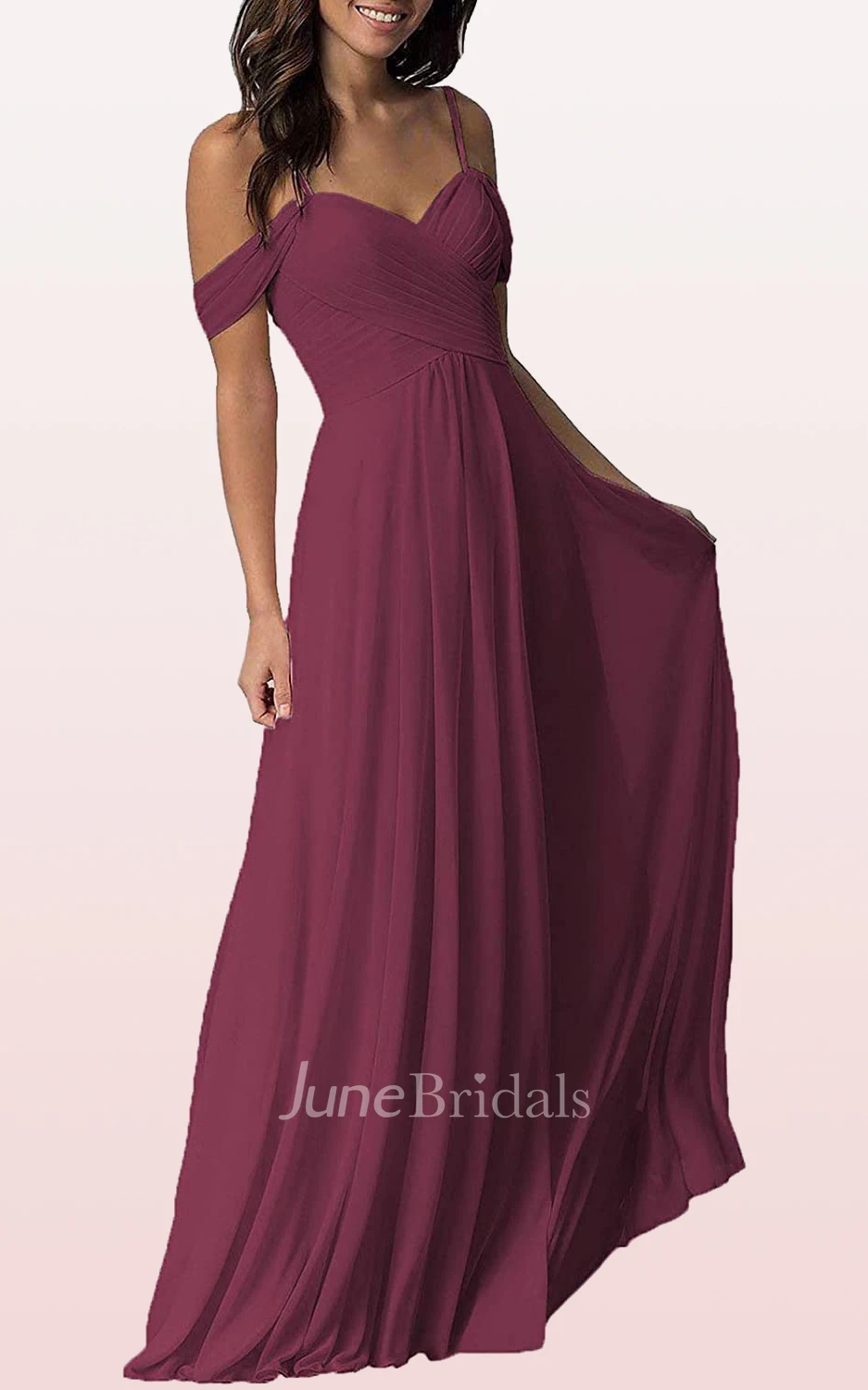 Elegant A Line Off-the-shoulder Chiffon Sleeveless Bridesmaid Dress