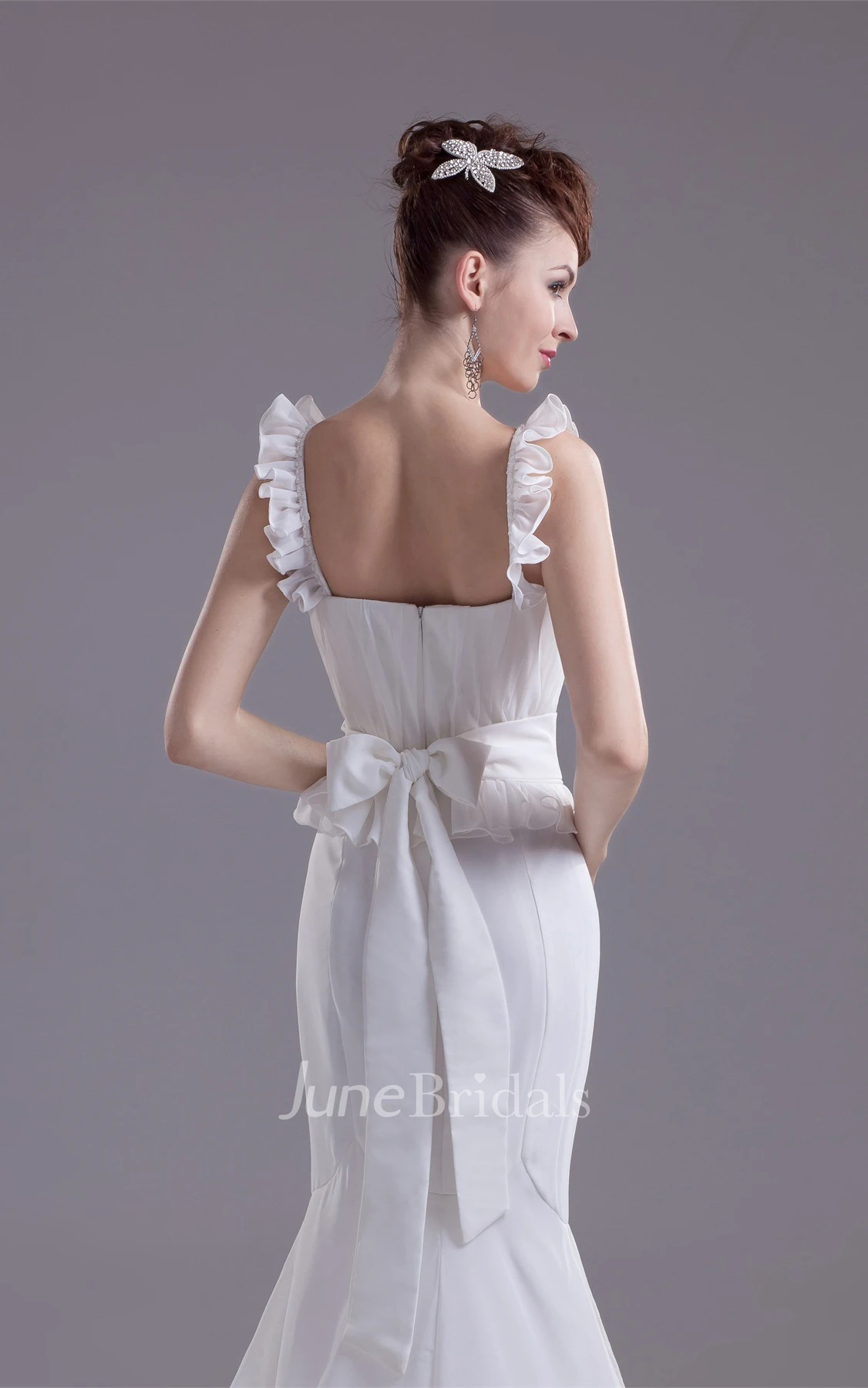 V-Neck Sleeveless Mermaid Chiffon Dress with Draping