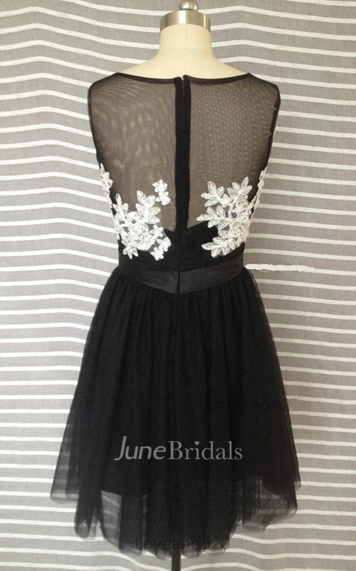 Mini Tulle Illusion Dress With Lace