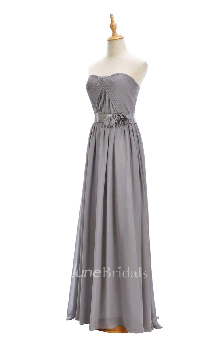 One-shoulder Sweetheart Long Empire Dress With Side Slit