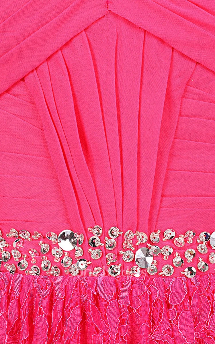 Sweetheart Basque Lace Dress With Beading Embellishments