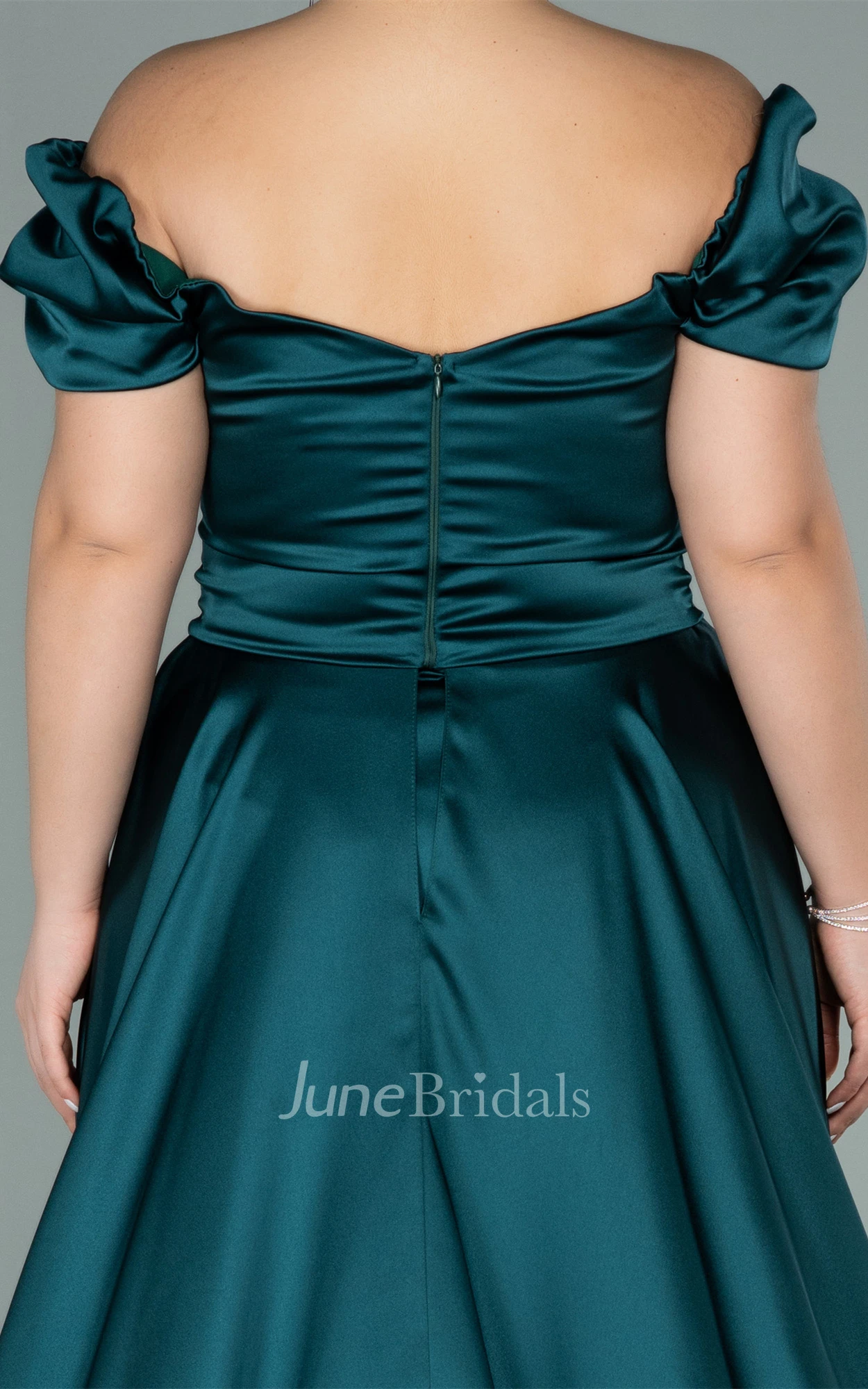 Plus Size Charming A Line Satin Prom Dress with Split Front