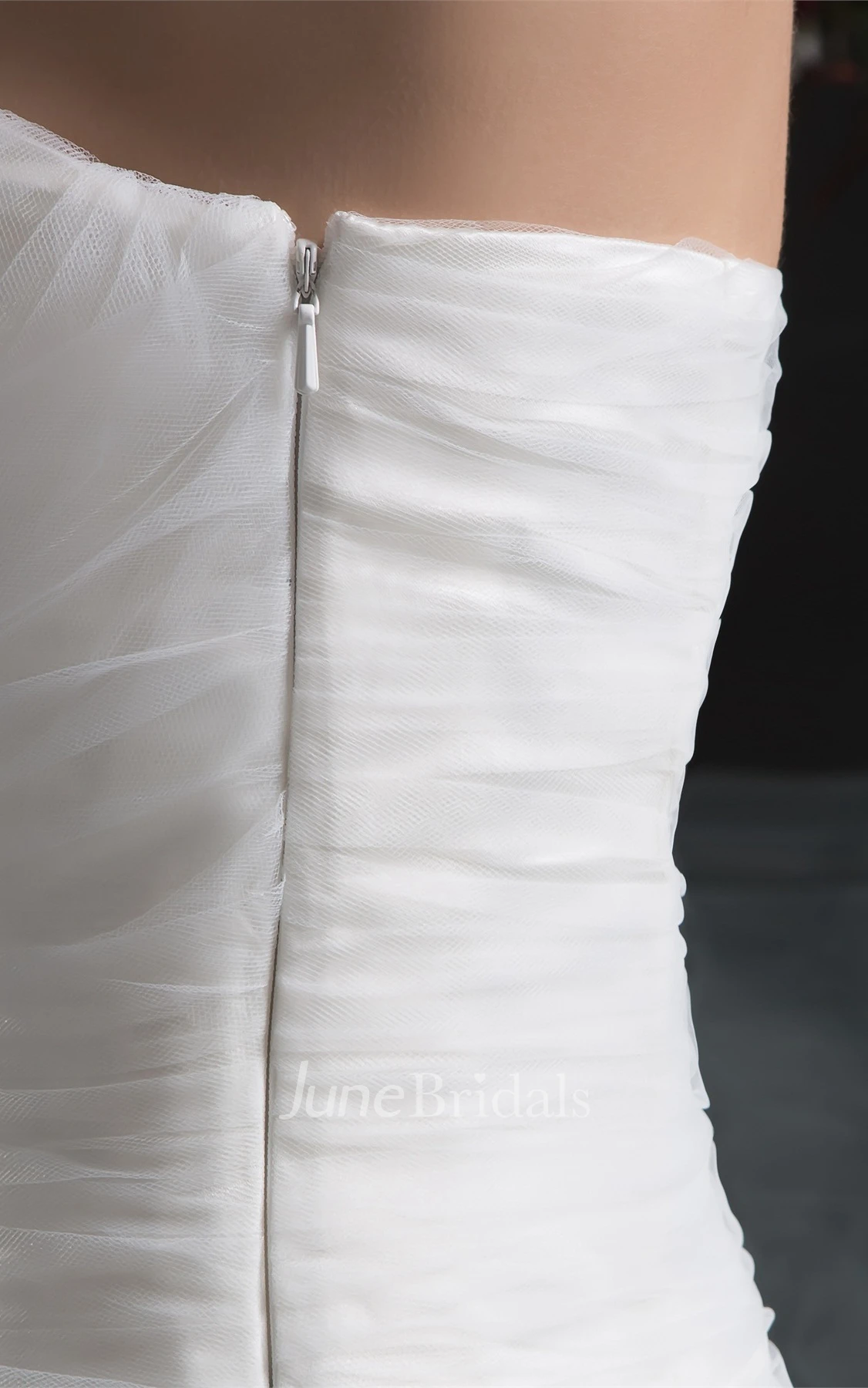 Sweetheart Criss-Cross Tulle Gown with Stress and Appliques