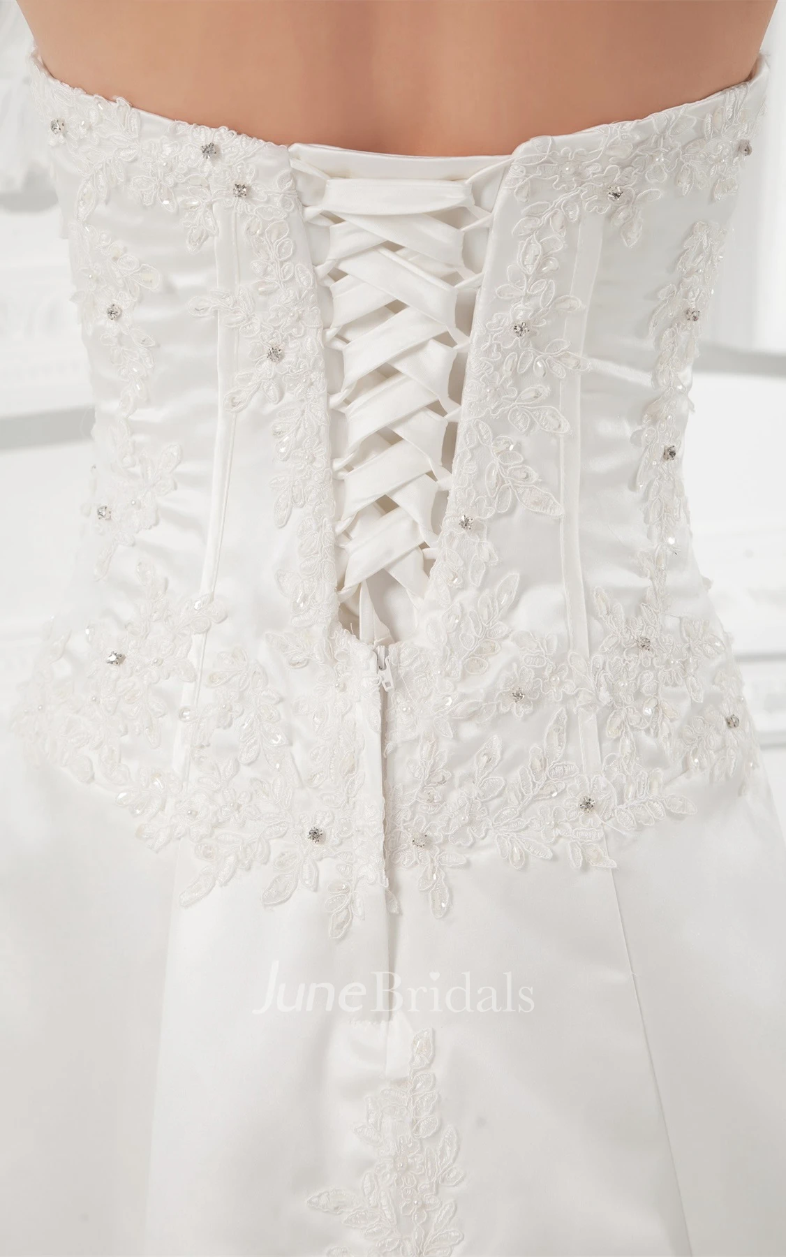 Sweetheart Satin A-Line Gown with Appliqued Bodice