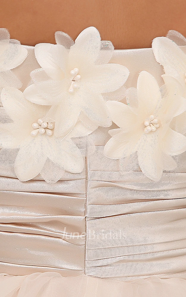 Chic Champagne A-Line Style Dress With Flowers