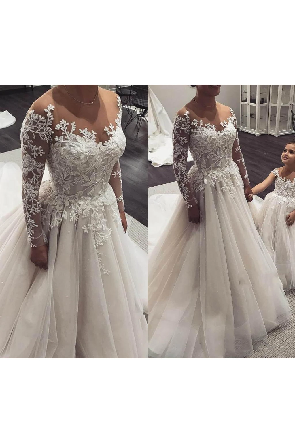 A-Line Vintage Jewel Appliques & Beading Court Train Lace-up Tulle Wedding Dress