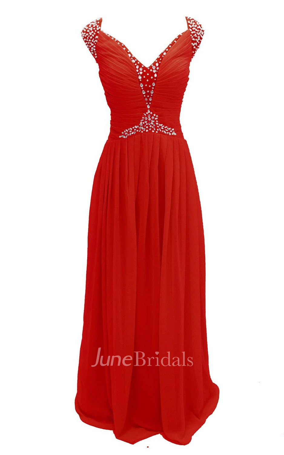 Sleeveless Crystal Stone Bodice Long Layered Chiffon Dress