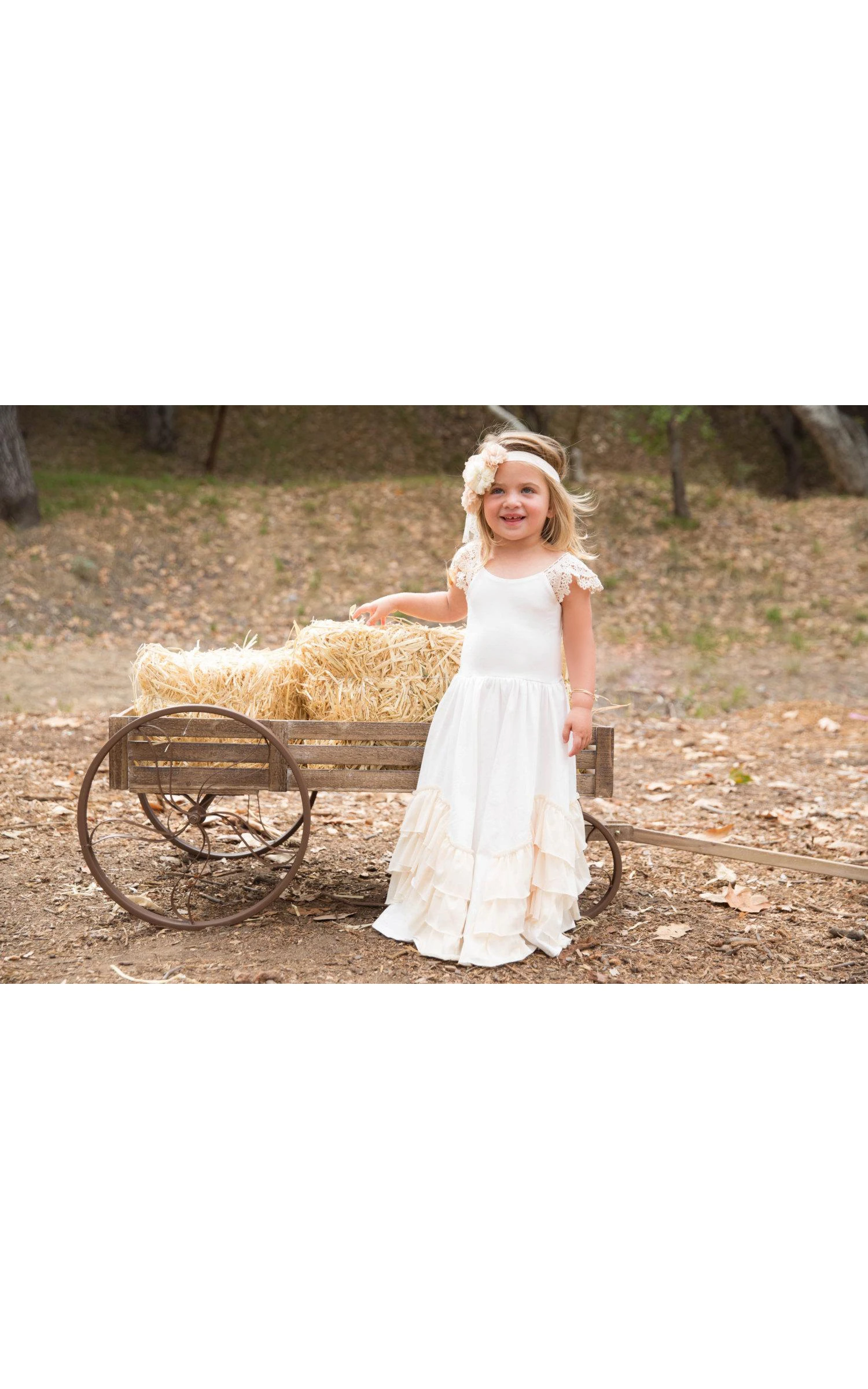 Vintage Lace Cap Sleeve Scoop Neck Ruffled A-line Jersey Flower Girl Dress