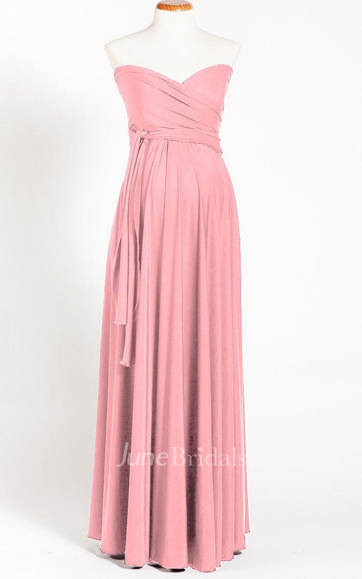 Powder Pink Maternity Infinity Long Maternity Maternity Light Pink Maternity Convertible One Size Dress June Bridals