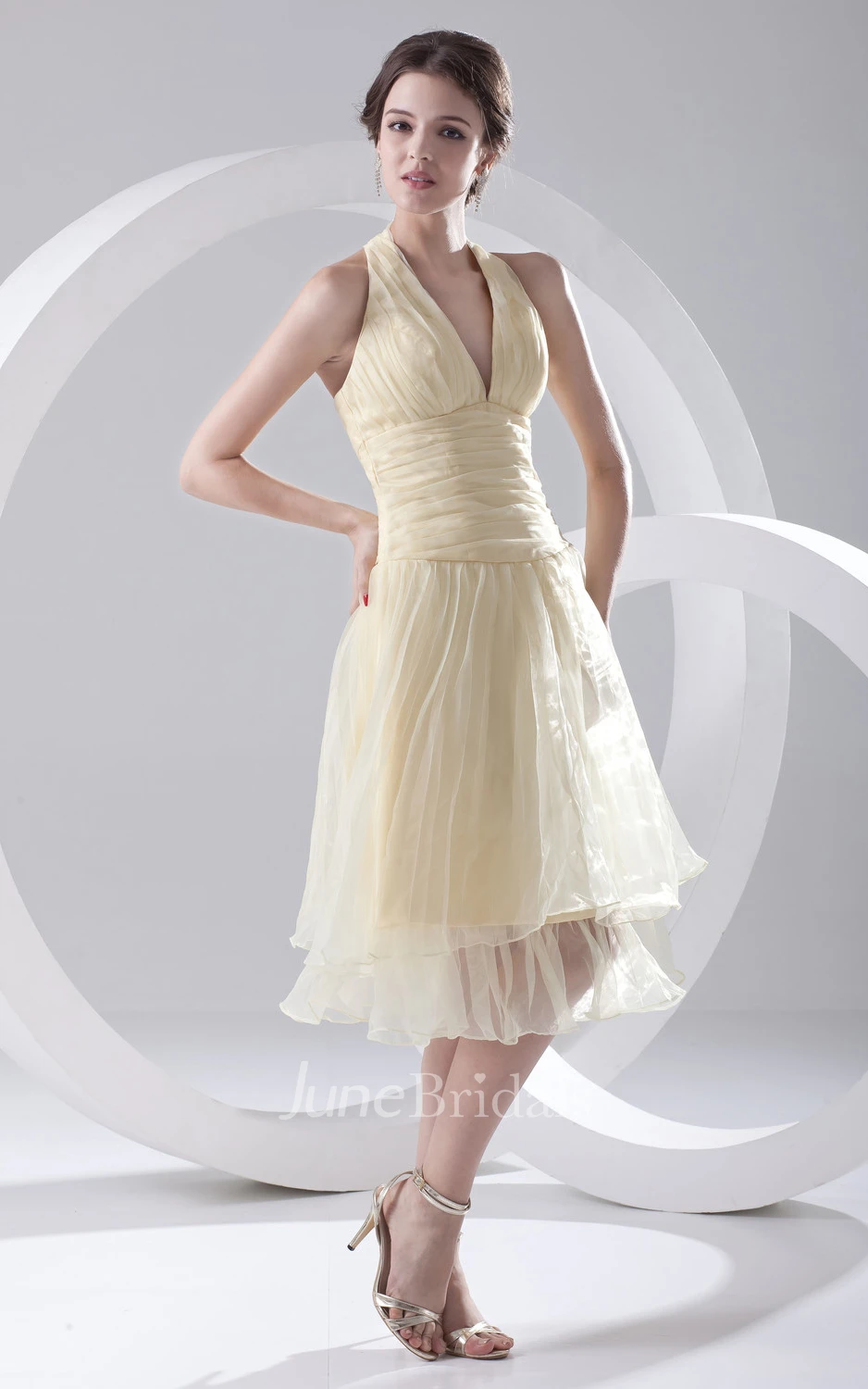 Captivating Organza Dress With Zipper Back And Draping