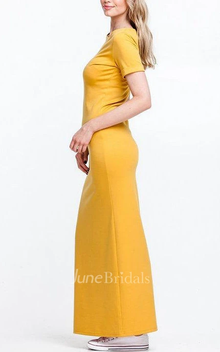 Short Sleeve Sheath Long Jersey Dress