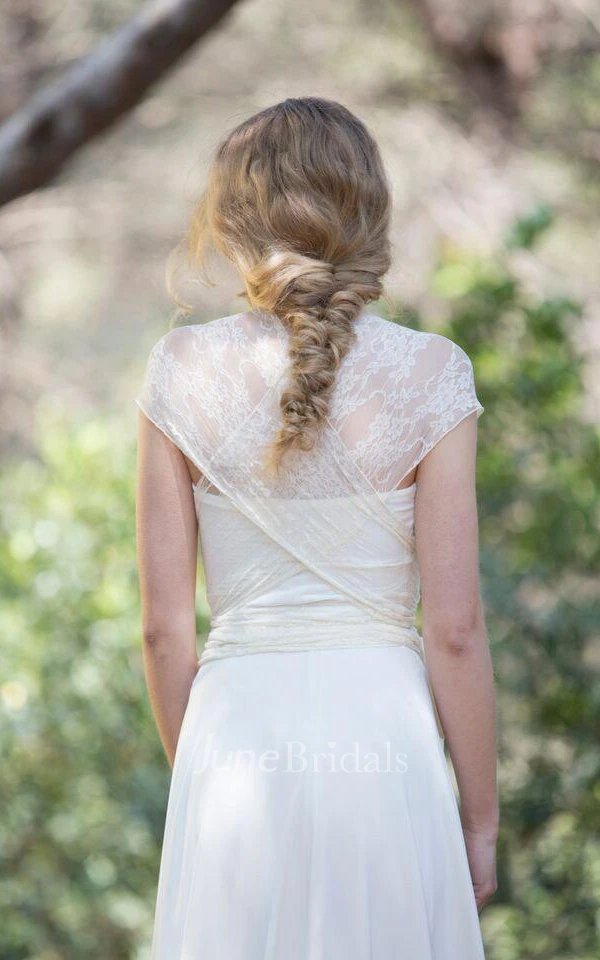 Lace Lay Sleeveless Ivory Floor-Length Dress With Pleats