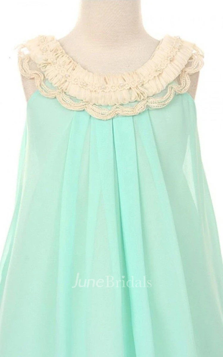 Sleeveless A-line High-low Pleated Dress With Bow