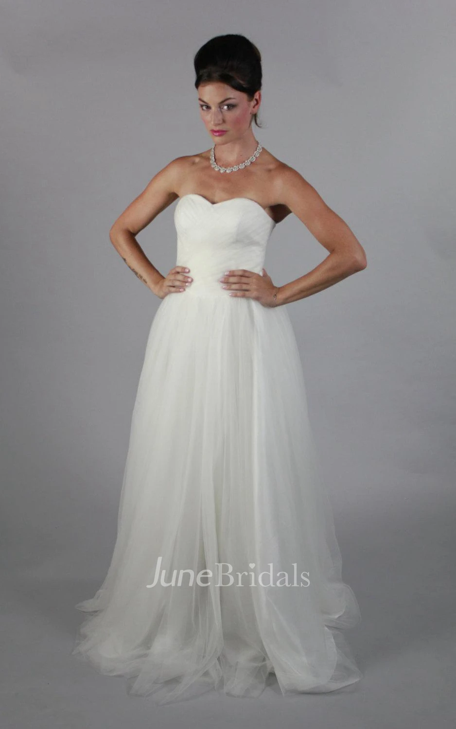 Simple Plain A Line Sweetheart Line Beach Wedding Dress